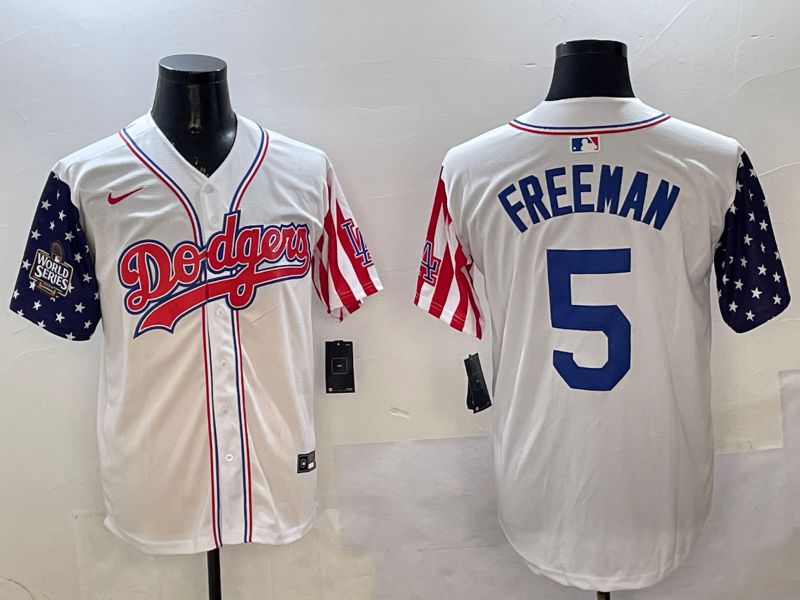 Men Los Angeles Dodgers #5 Freeman White a generation of national flags Joint name 2025 Nike MLB Jersey style 3->los angeles dodgers->MLB Jersey
